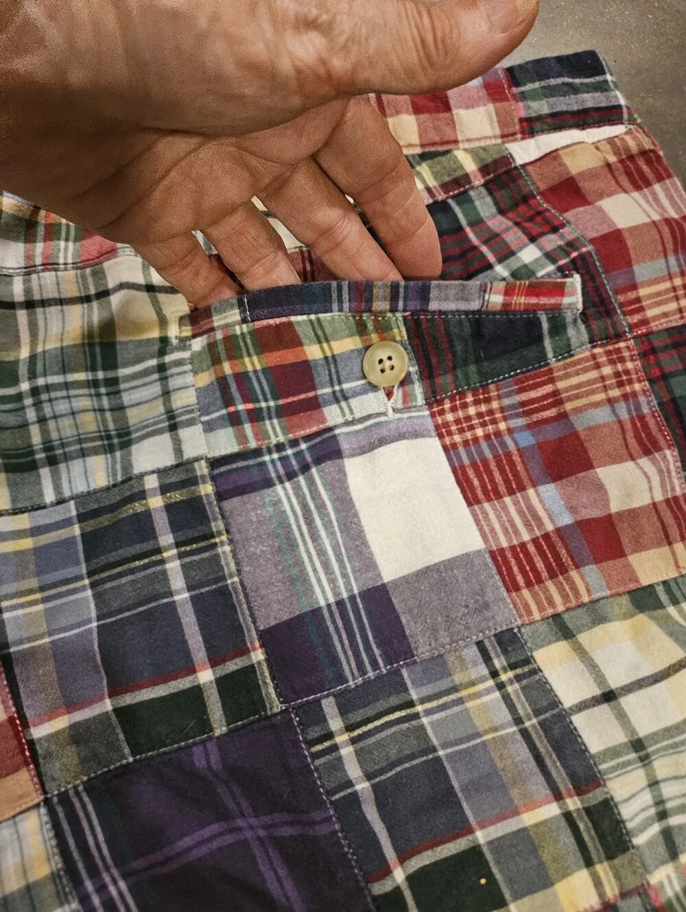 J Crew Mens 38 Madras Plaid Patchwork Shorts Classic 8